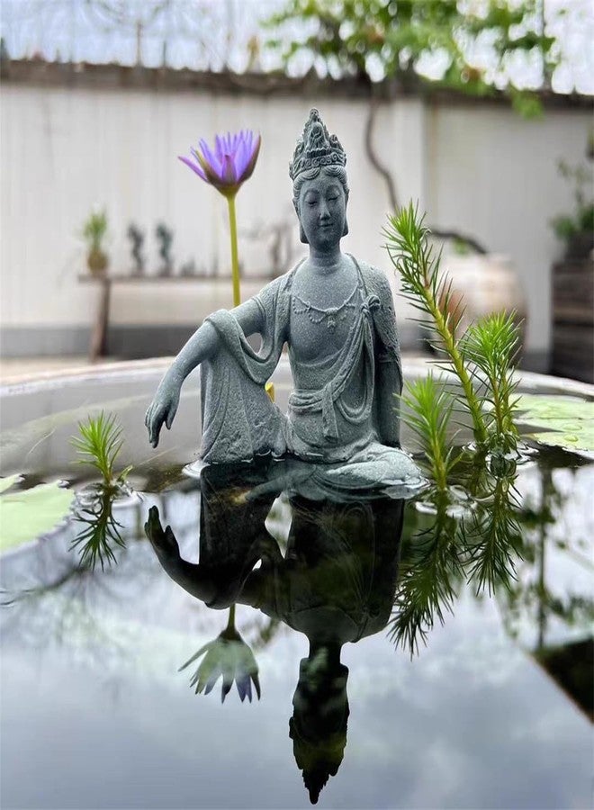 livelyfish Little Aquarium Buddha Statue Sandstone Buddha Figurine Zen Buddhism Statues for Fish Tank Garden Decoration(S, Gray) - Image 3